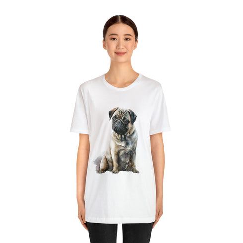 Loving Pug in Watercolor - Short Sleeve Tee